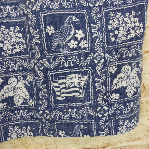 VTG 90s Reyn Spooner Lahaina Sailor Popover Men M Blue Denim Hawaiian Flag Beach - Picture 12 of 12